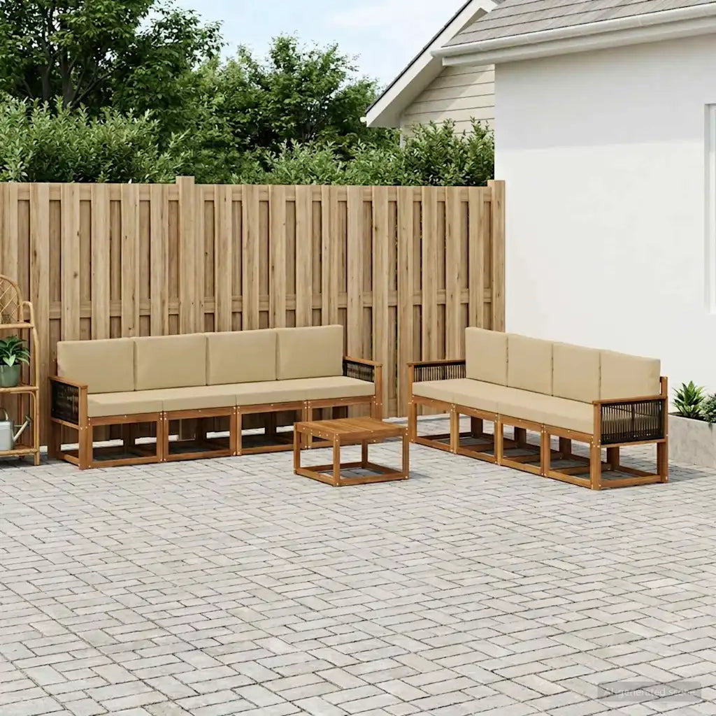 Set di divani da esterno con cuscino 7 pcs Naturale 3385094
