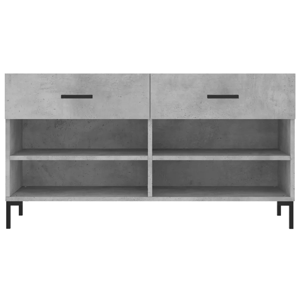 Panca Porta Scarpe | Scarpiera | Mobile per scarpe Grigio Cemento 102x35x55cm Legno Multistrato