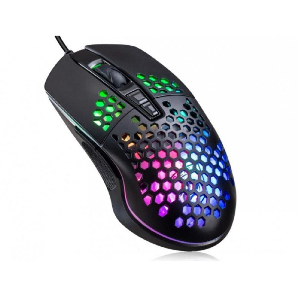 Trade Shop - Mouse Da Gioco Cablato Usb Macro Definition 7 Tasti Programmabile Luce Rgb Qm1 -