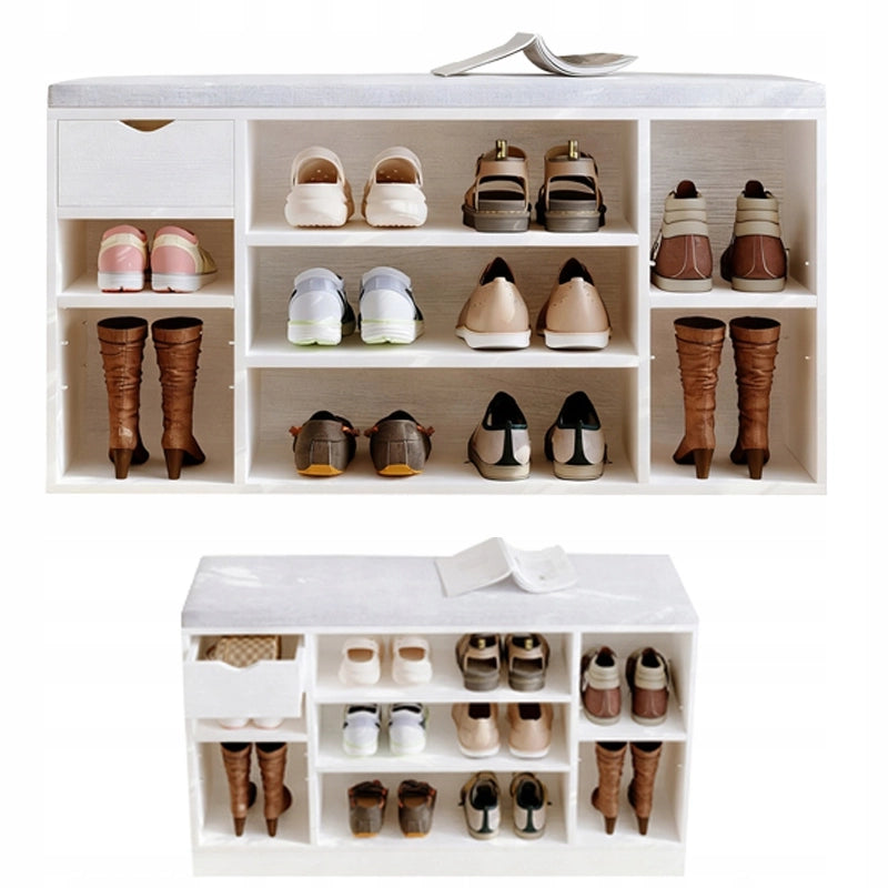 ARMADIETTO PER SCARPE CON SEDUTA LOFT BIANCO PANCA INGRESSO MODERNO 100 CM