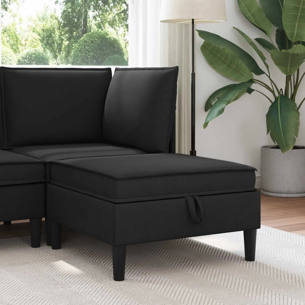 Pouf con Storage Nero Velluto 42027149