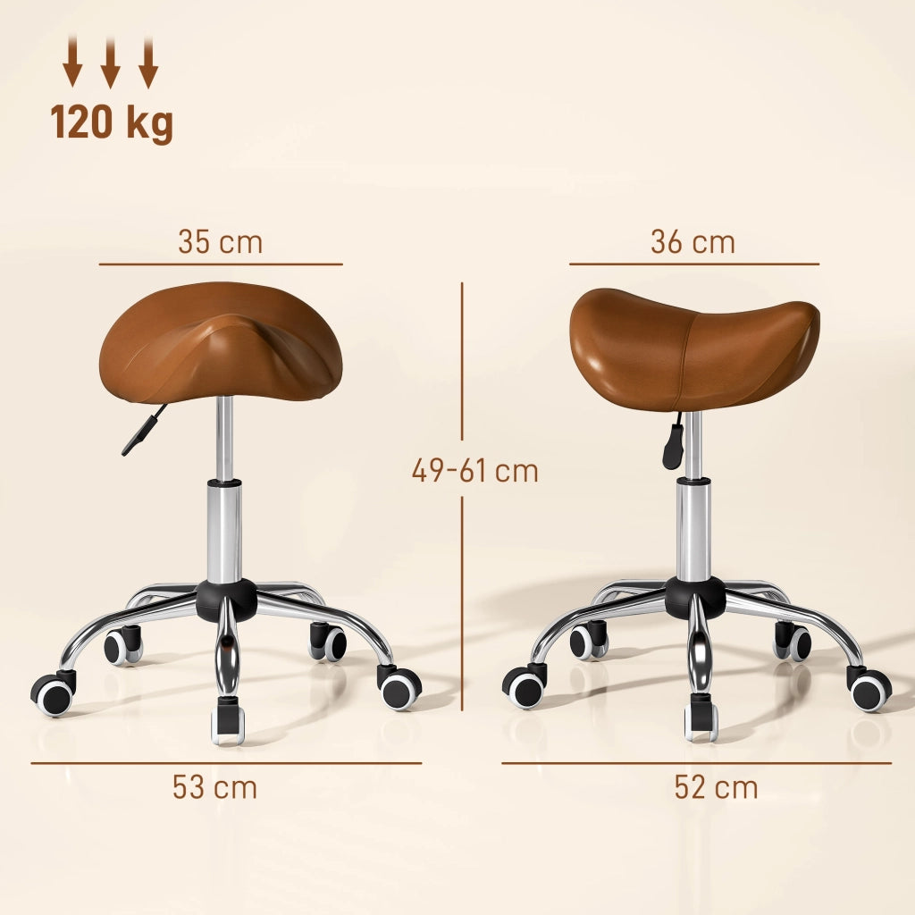 Sgabello da Lavoro Regolabile ¨C Xylo ¨C Altezza 49-61cm Marrone con Rotelle