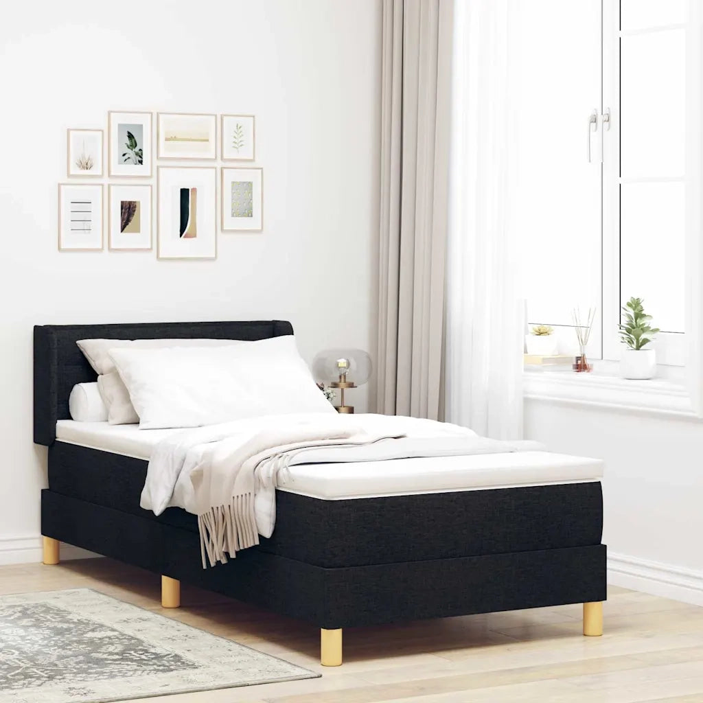 Letto a molle con materasso-Struttura Letto con Materasso Nero 200 x 90 cm Poliestere 595268