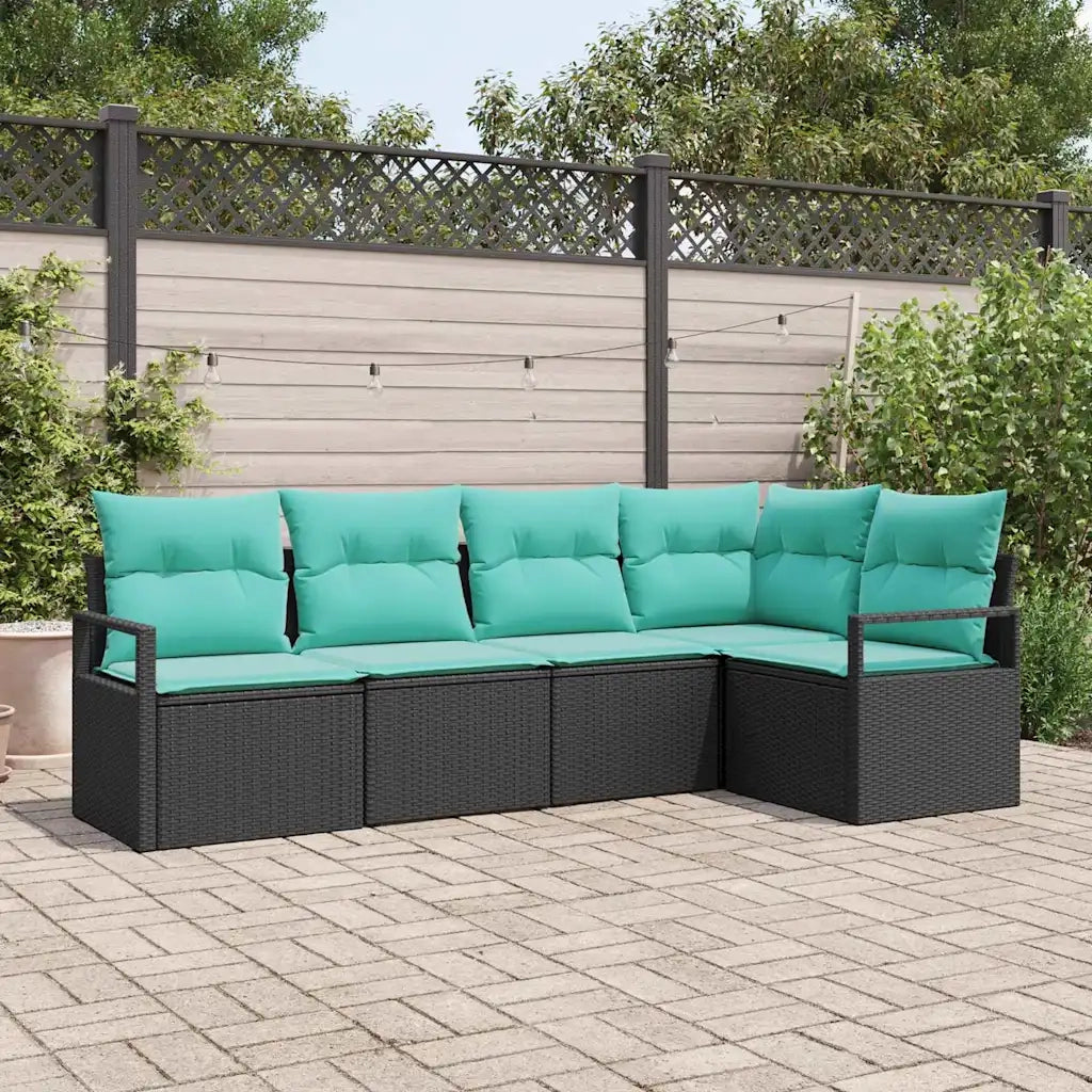 Set di divani 5 pcs Nero polyrattan 3346386