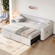 DIVANO LETTO 90/180x190 cm Beige con Bluetooth, USB e vani