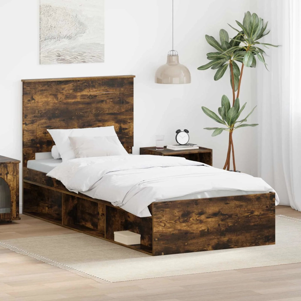Struttura del letto-Giroletto Rovere fum¨¦ 90 x 190 cm Pino massello 658300