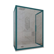 Box doccia 3 lati 70x140x70 CM H 200 Vetro Trasparente Profilo Verde Night Watch mod. Deco Trio