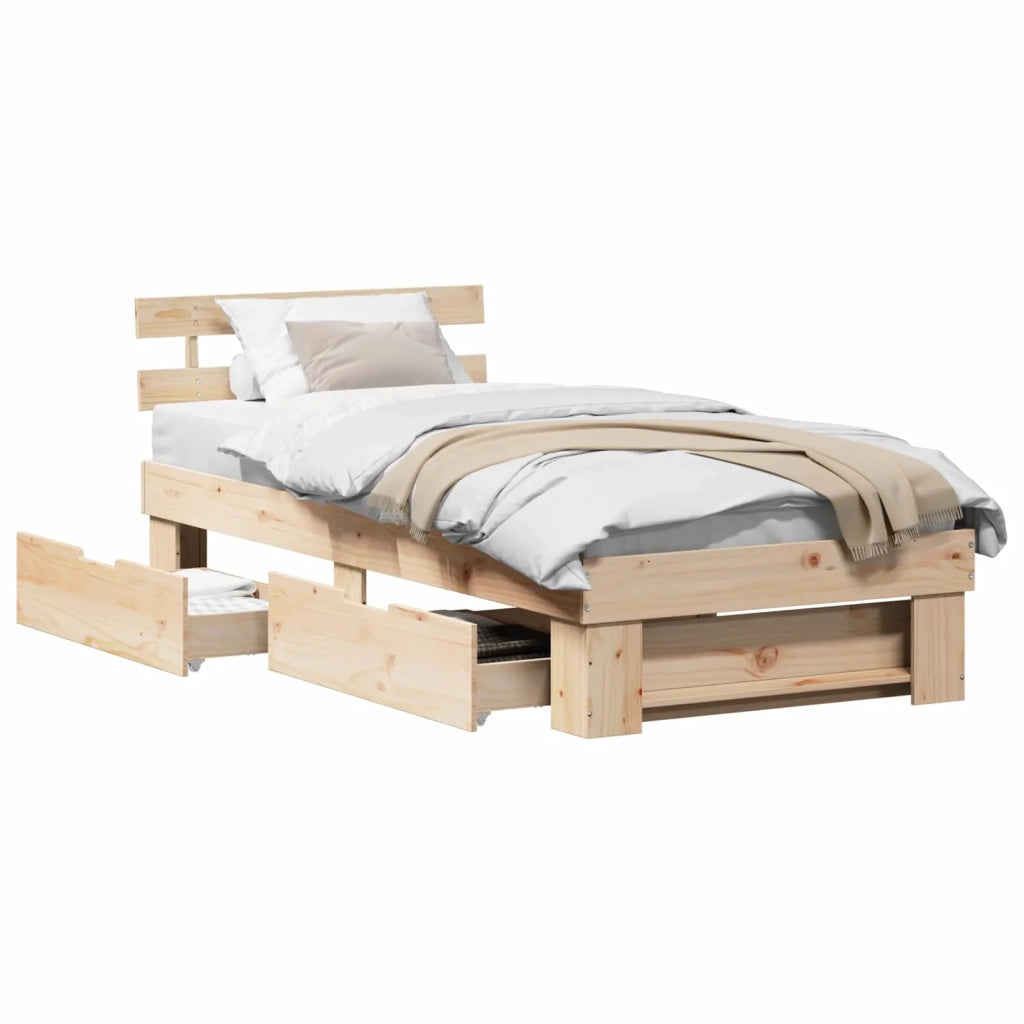 Letto singolo | Letto per adulti | Struttura del letto Naturale 100 x 200 cm Pino massello
