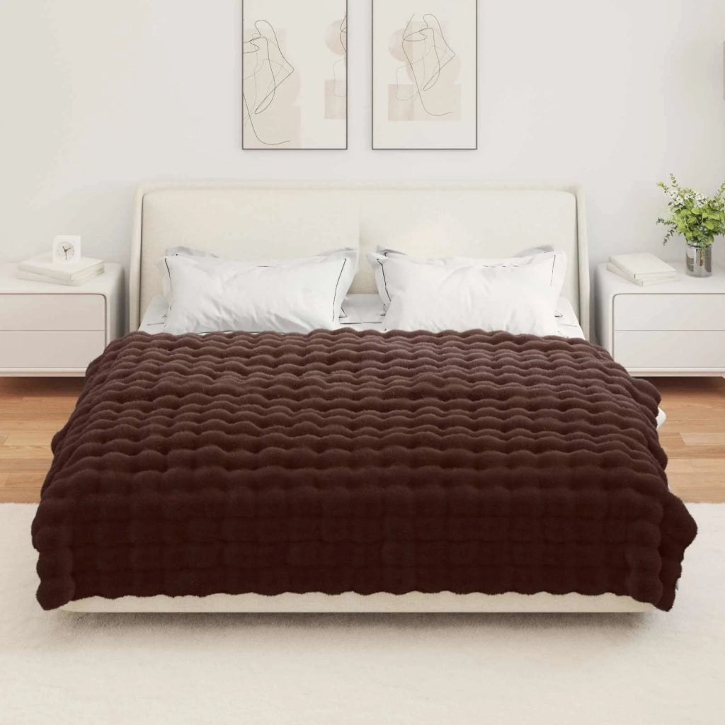 Coperta antiscivolo in sintetica di coniglio Olite Cammello 42021794