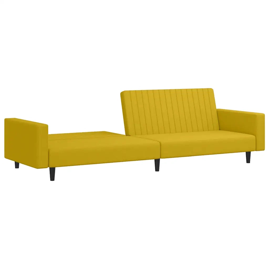 Divano Letto a 2 Posti Giallo in Velluto 375944