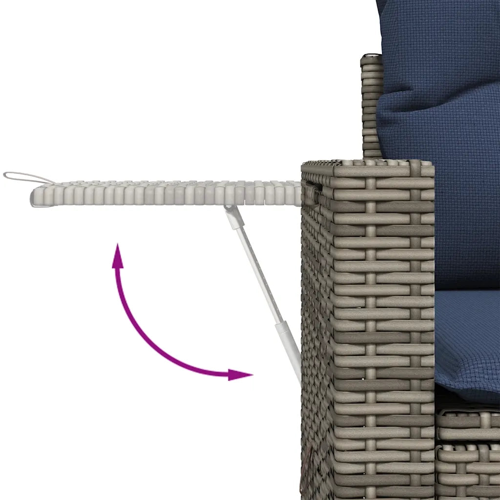 Set Divani da Giardino 5 pz con Cuscini Grigio in Polyrattan 3224444