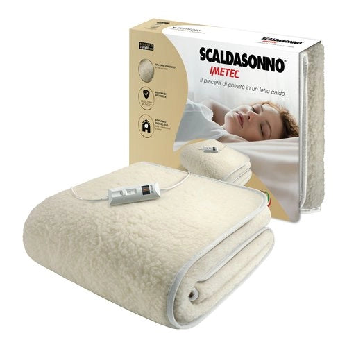 Imetec scaldasonno comfort singolo 80x150 cm, 50% lana e merino, 2 temperature, sistema sicurezza electroblock, bassi consumi, made in italy - 16799