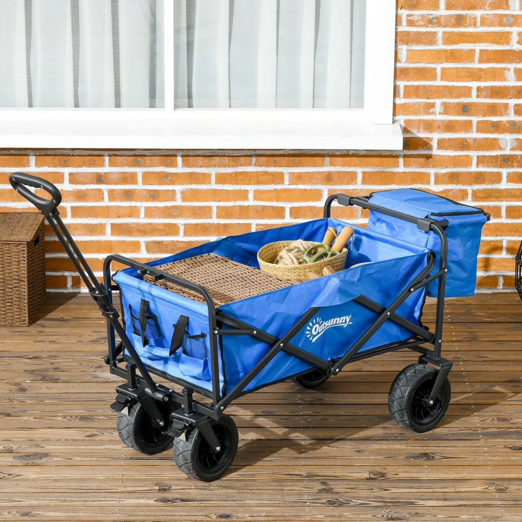 Carrello da Giardino 110L con Maniglia Telescopica e Borsa Termica 15L ¨C Xylo ¨C Acciaio Blu