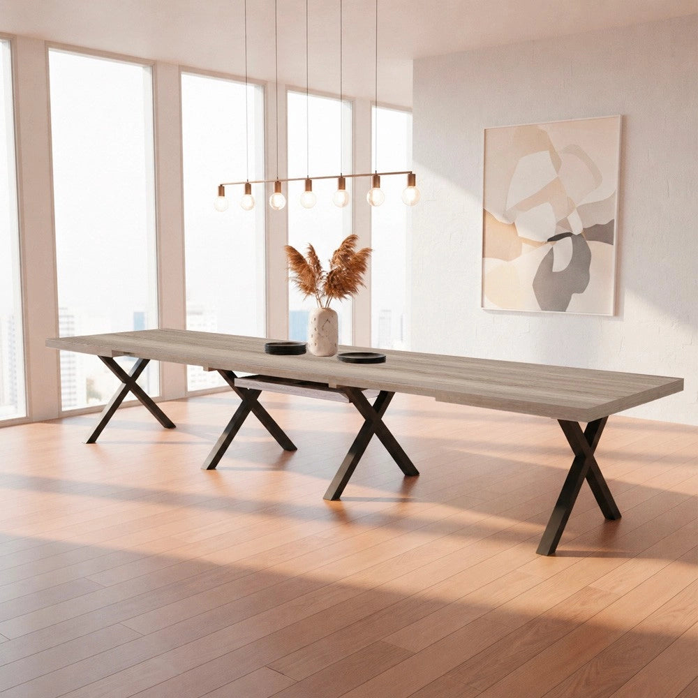 Tavolo Allungabile Milonga480 180 cm con Piano Gordon beige e Gambe Incrociate Antracite