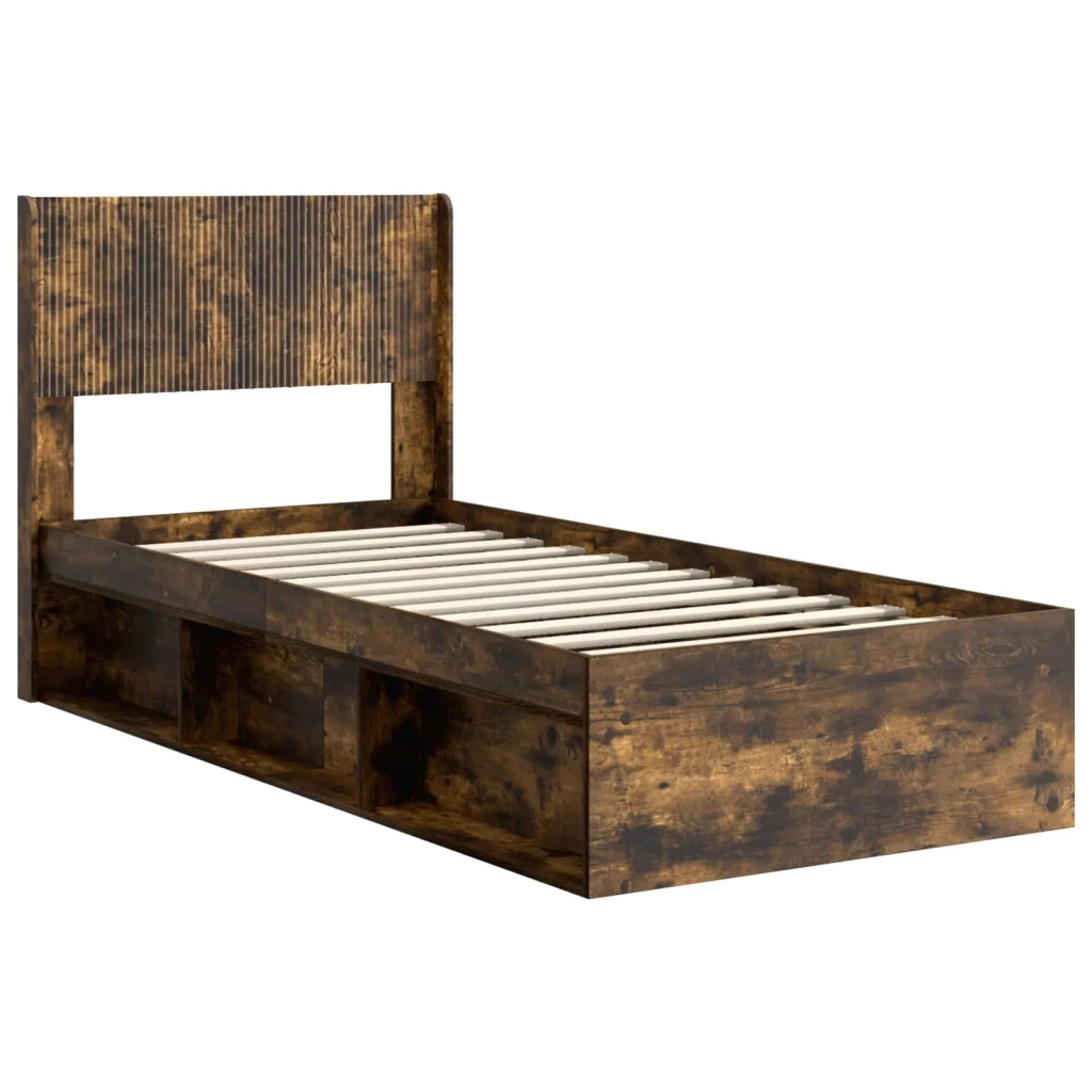Struttura del letto con stoccaggio e testata Rovere Fumo 3414255
