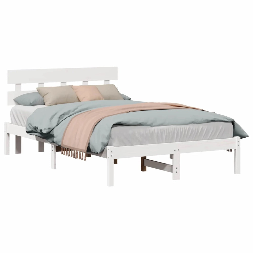 Letto matrimoniale | Letto per adulti | Struttura del letto Bianco 120 x 190 cm Legno massello di pino