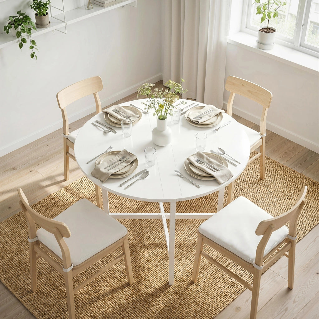 Tavolo da Pranzo Pieghevole e Estensibile Salvaspazio ¨C Zephmum ¨C Bianco
