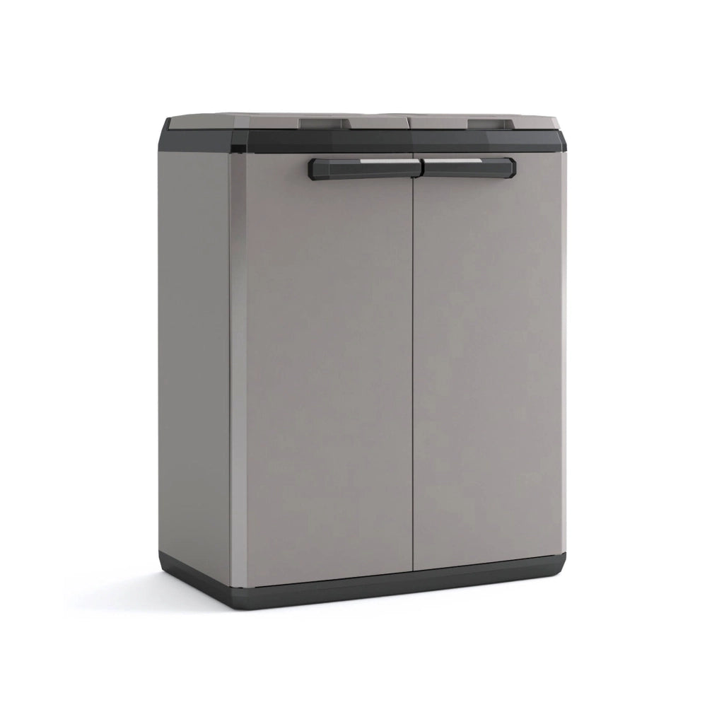 Pattumiera Rimouski, Mobile outdoor, Mobiletto giardino multiuso, Contenitore per balcone o garage, Made in Italy, 68x39 h85 cm, Grigio