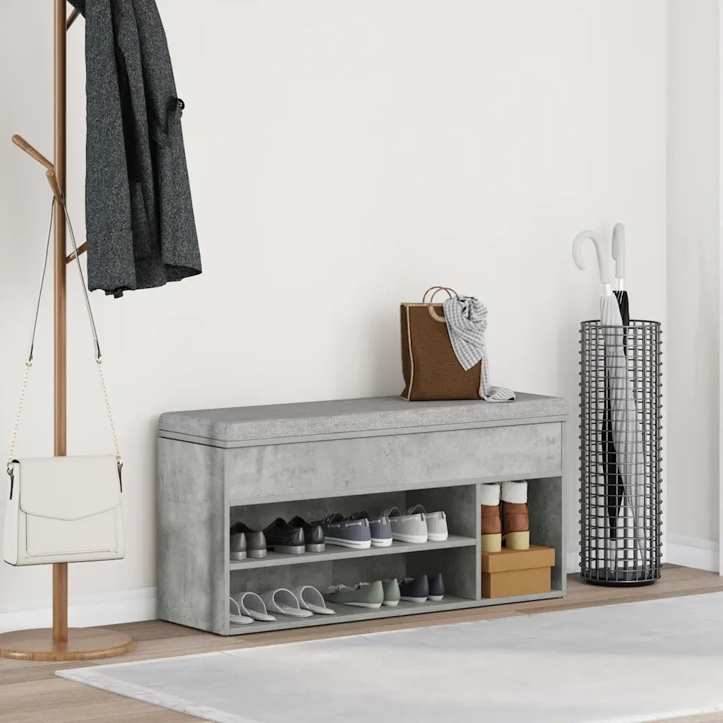 Scarpiera-Scaffale per scarpe Grigio Cemento 102x30,5x45 cm in Legno Multistrato