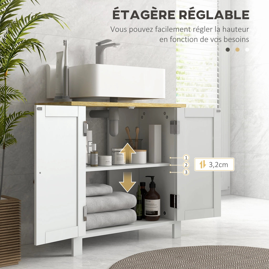Mobile sottolavabo da bagno ¨C Xylo ¨C bianco, 2 ante, ripiano regolabile, 60x30x60 cm