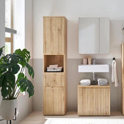 Cassettiere da bagno alta in stile Artisan legno di quercia - certificata FSC - con molta capacità di stoccaggio - 40x181x31cm cassettiere da bagno altezza