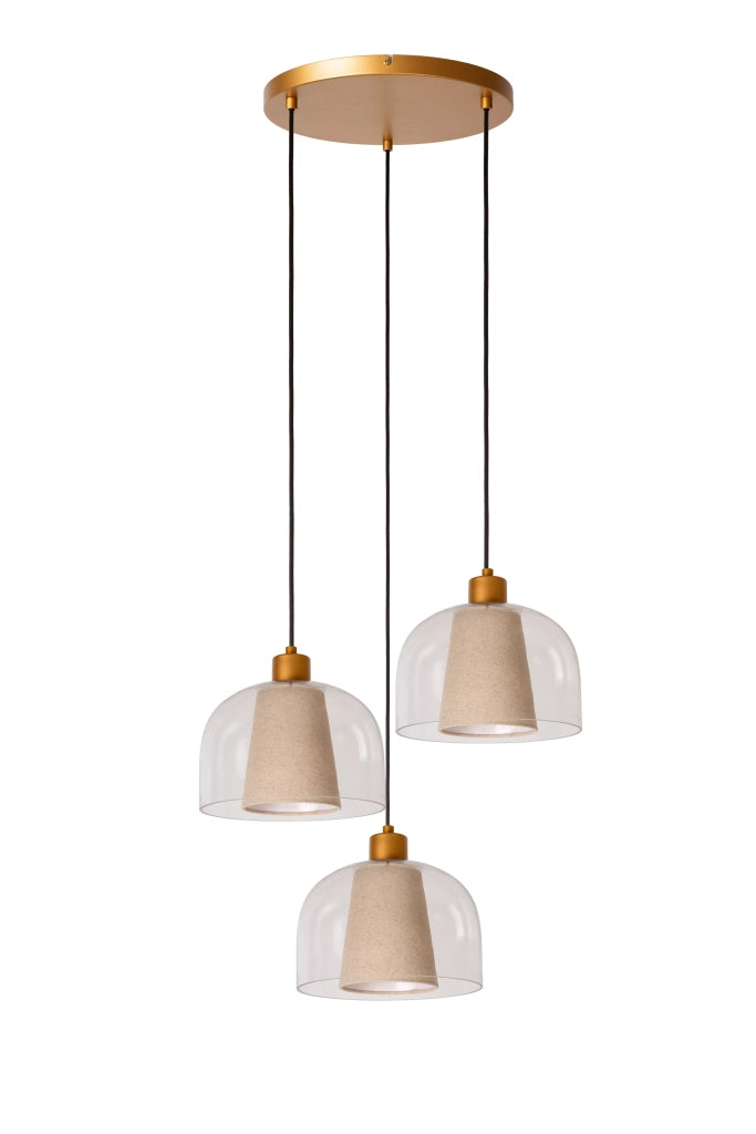 Lampada a sospensione Gunhild vetro crema oro 3xE27