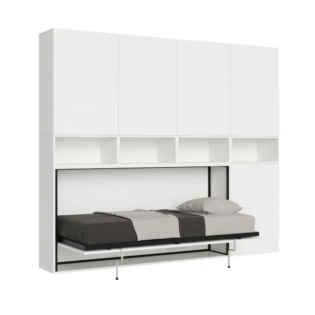 Letto singolo a scomparsa Kando comp.C con materasso bianco frassino