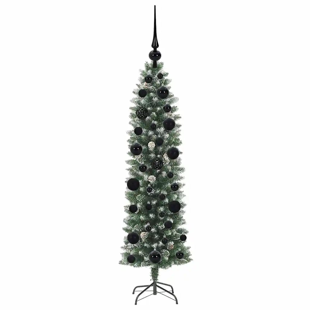 Albero di Natale Artificiale Sottile Verde e Bianco 120 cm 3395270