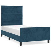 Letto singolo | Letto per adulti | Giroletto senza Materasso Blu Scuro 90x190 cm in Velluto
