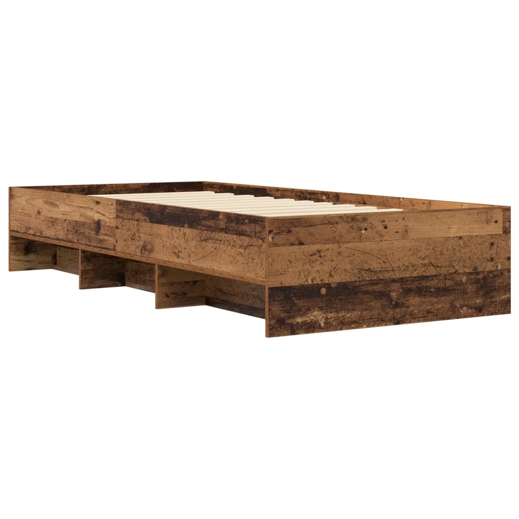 Struttura del letto con lo scaffale Legno antico 80 x 200 cm 3429672