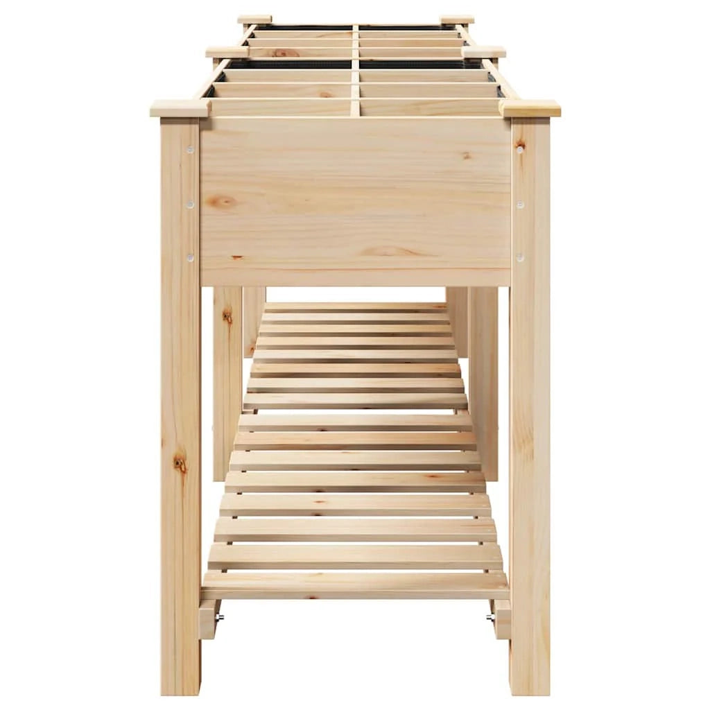 Fioriera da giardino con ripiano 203,5 x 53 x 76,5 cm design minimalista e resistente in legno di abete beige 02_0058854