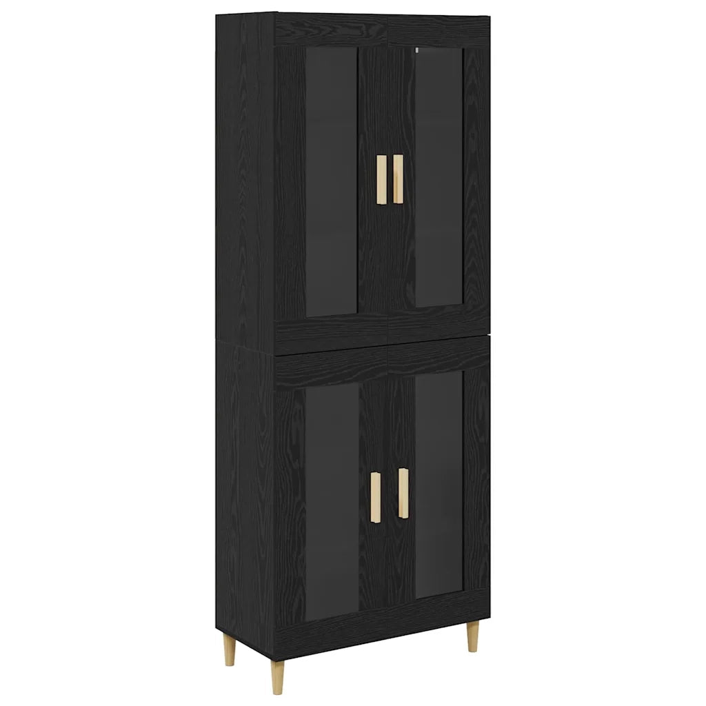 Credenza-Buffet-Armadio da cucina Rovere Nero 69,5 x 34 x 180 cm Legno multistrato 619493