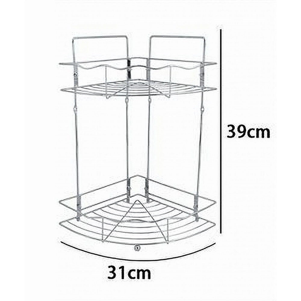 Trade Shop - Mensola Angolare Doccia A 2 Ripiani Portaoggetti In Metallo Scaffale Bagno 59259 -