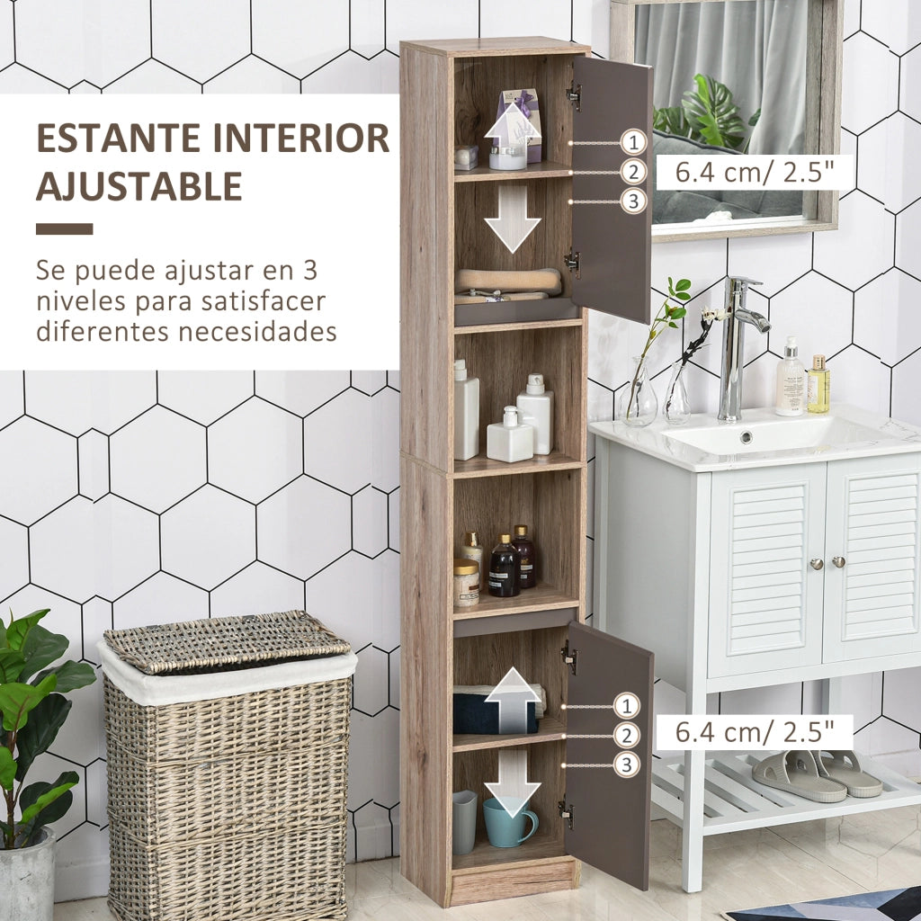 Colonna Bagno Stretto con Ante ¨C Minimal ¨C Robe e Grigio 30x24x170 cm