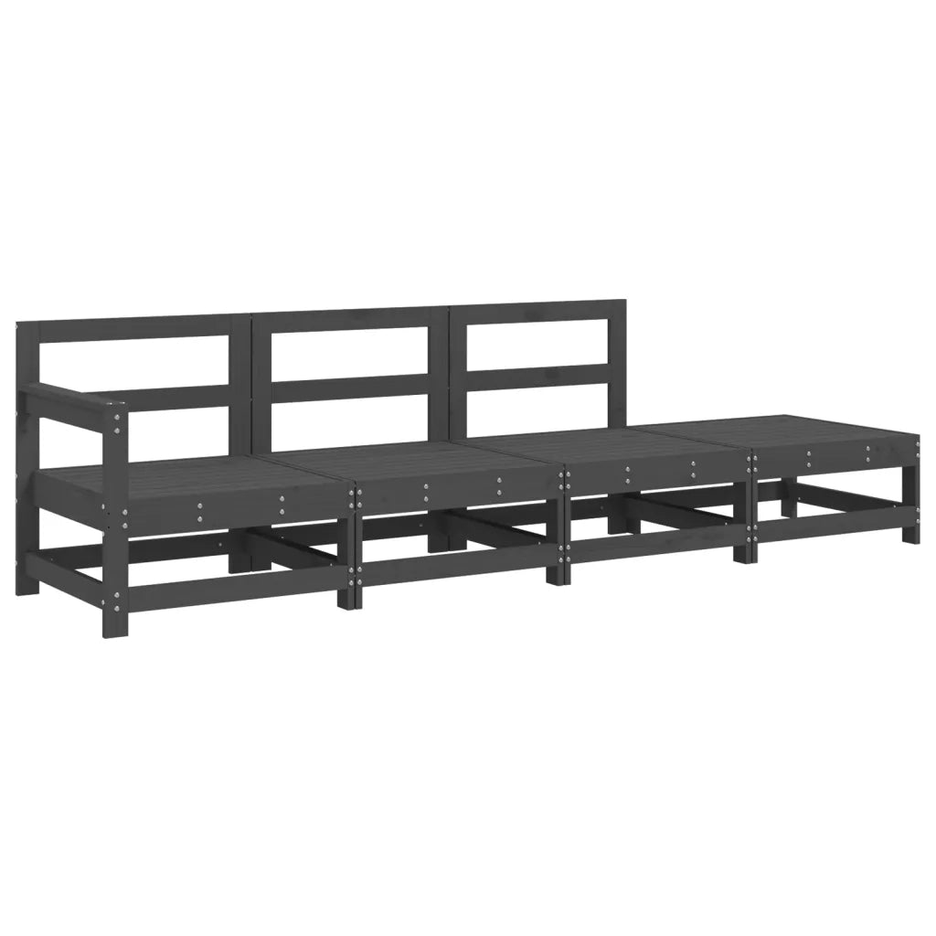 Set Salotto da Giardino 4 pz | Set di Mobili da Esterno Grigio in Legno Massello di Pino