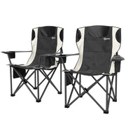 Set di 2 sedie pieghevoli, sedie da campeggio pieghevoli con braccioli, portabevande, poggiatesta, borsa termica, sedie pieghevoli da esterno,