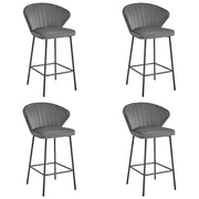 Sgabello da bar Valora GATTA in velluto grigio scuro con gambe nere x4