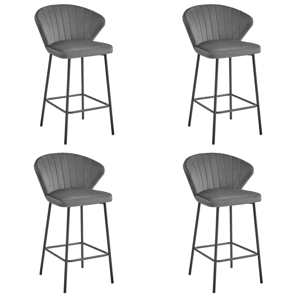 Sgabello da bar Valora GATTA in velluto grigio scuro con gambe nere x4