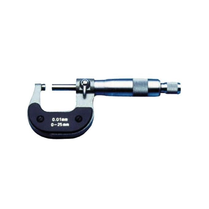 GDM 94294 Panter Micrometro per Uso Esterno Apertura 0 25 mm Risoluzione 0 01 mm Finitura Cromata Opaca Superfici Contatto 6 35 mm con Metallo Duro Bloccaggio a Leva Frizione a Scatto colore Nero