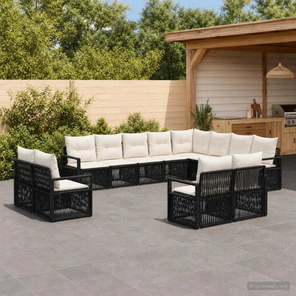 Set Divano da Giardino 12 pz Nero polyrattan 3435886