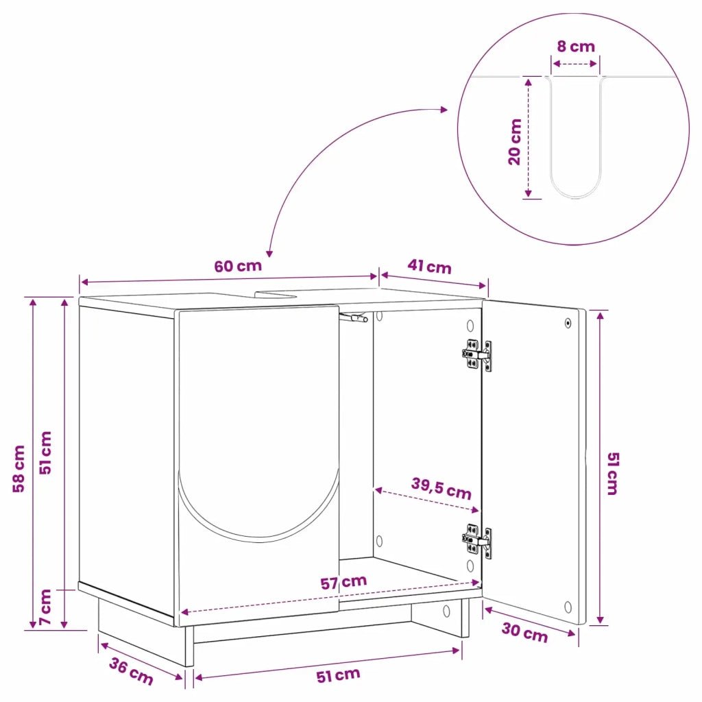 Mobile da bagno Nero 60 x 41 x 58 cm Legno ingegnerizzato 8011613