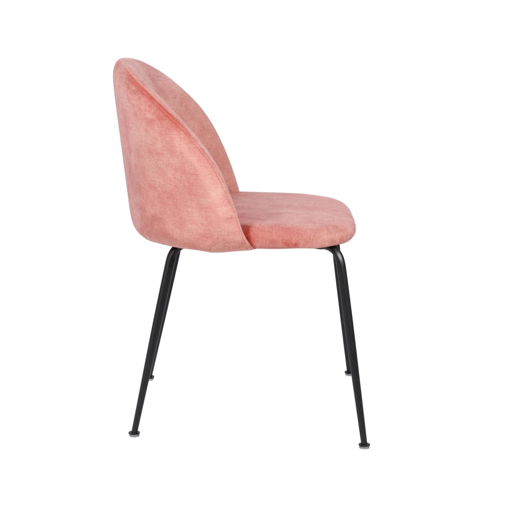 Sedia Calypso in Velluto Rosa Chiaro con Struttura in Metallo Antracite - Design Moderno ed Elegante per Interni - 45x55x79 cm
