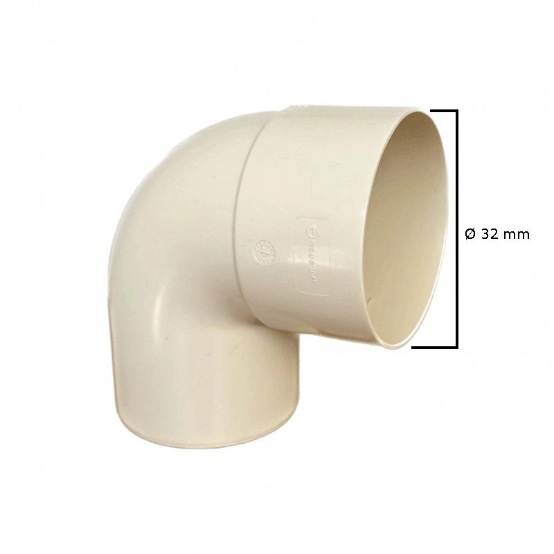 Curva 87.30° in pvc : Colore - Avorio, Diametro - 32