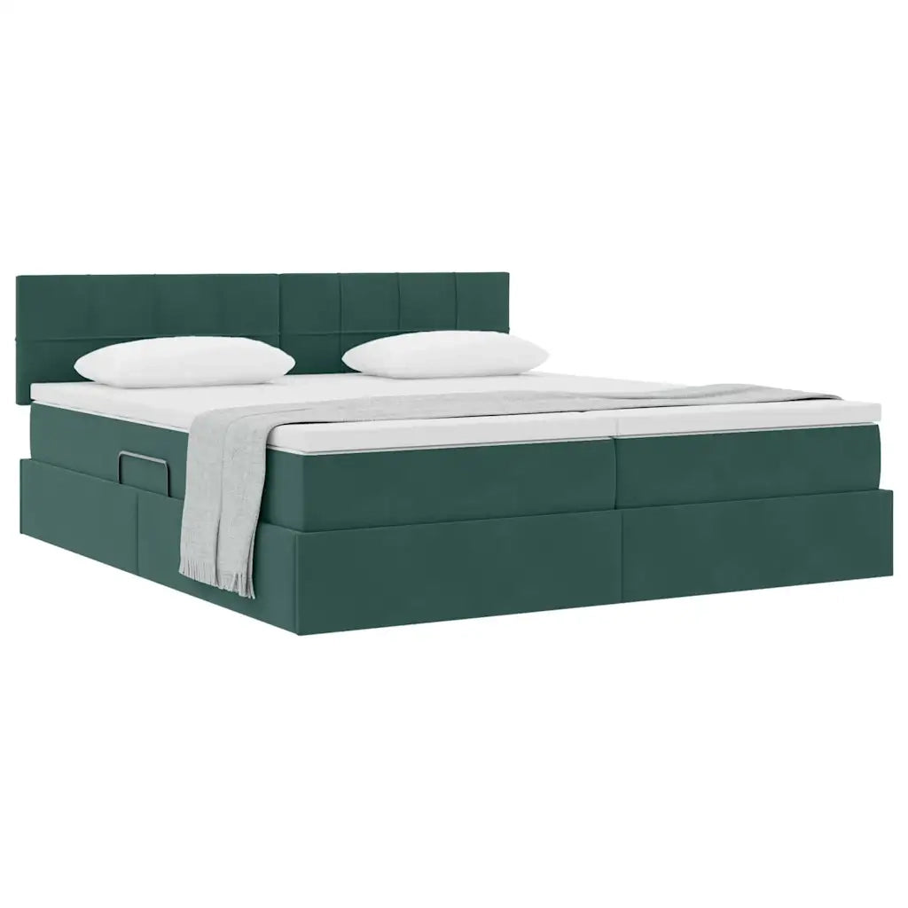 Letto con Contenitore con materasso Verde Scuro 90 x 200 cm