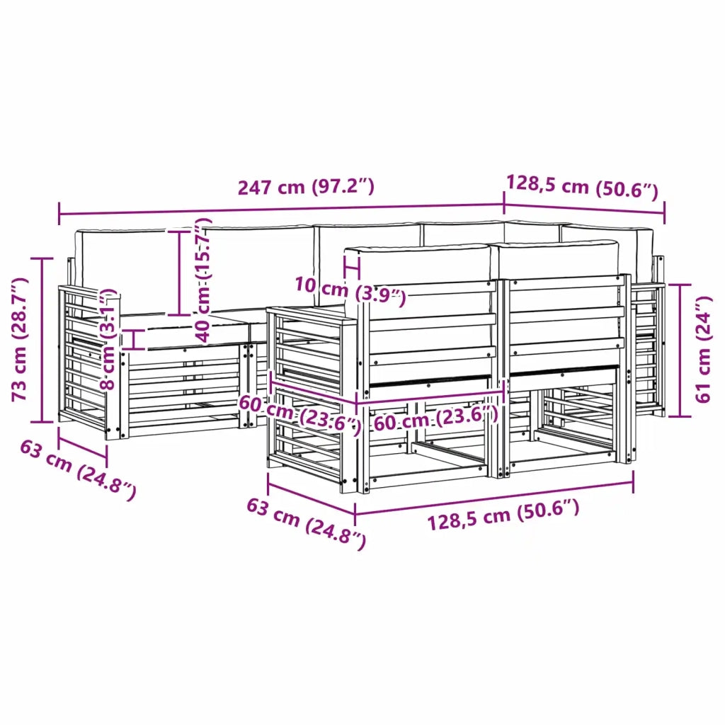 Set divani Legno di Acacia Massello 3392005