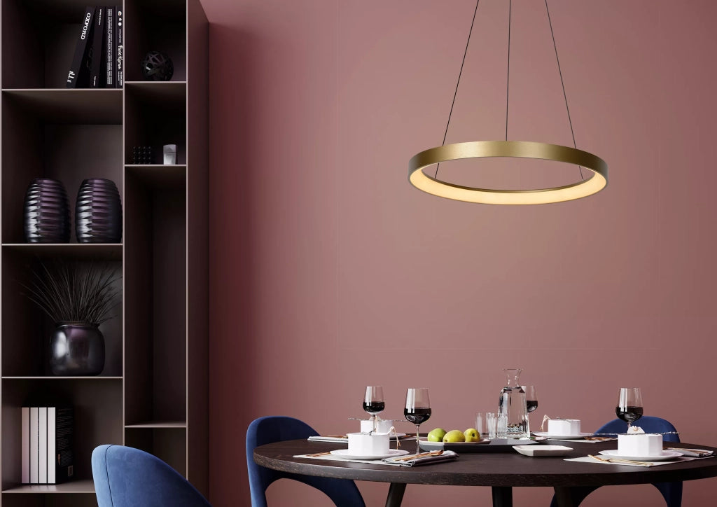 Lampada a sospensione Vidal anello oro LED 48W Lucide