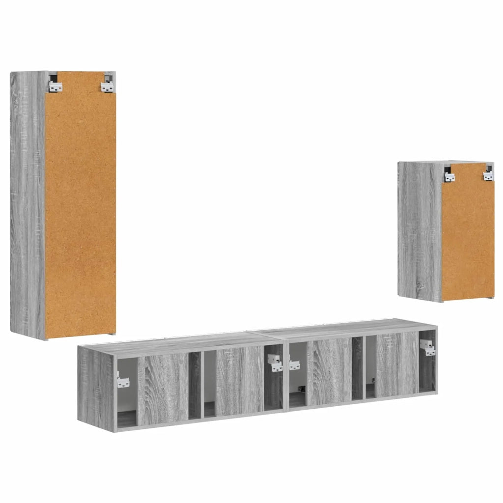 Set mobile TV 4 pz | Armadietto TV | Mobile Porta TV Grigio Sonoma Legno multistrato