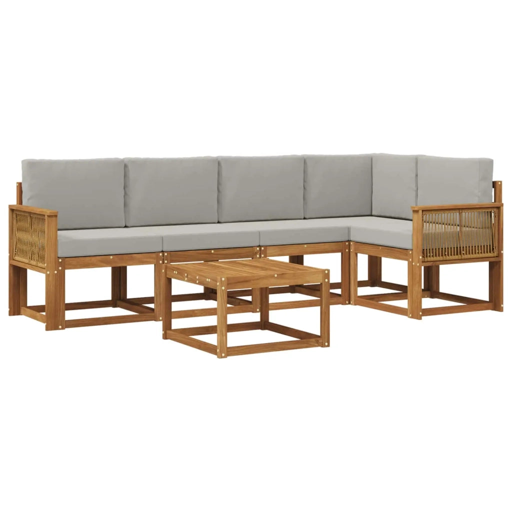 Set di divani da esterno 6 pz Naturale e Grigio Chiaro 3385237