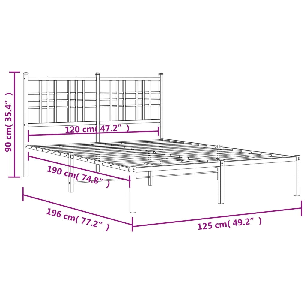 Giroletto con Testiera-Struttura Letto con testiera Metallo Bianco 120x190 cm 788902
