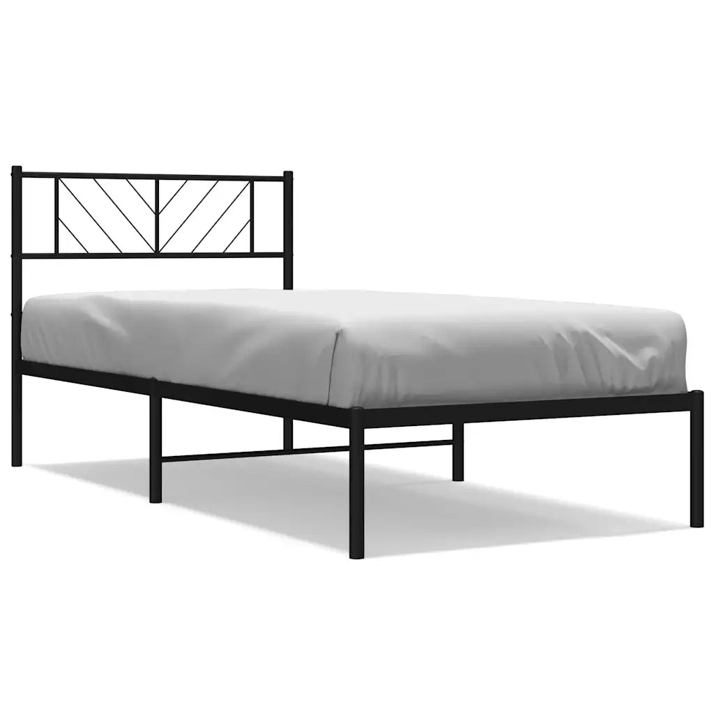 Letto singolo | Letto per adulti | Giroletto con Testiera in Metallo Nero 107x203 cm